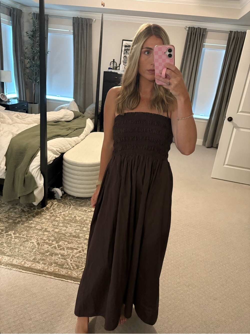 Z Supply Cornelia Poplin Midi Dress in Chocolate Brown - Picture 2 of 2